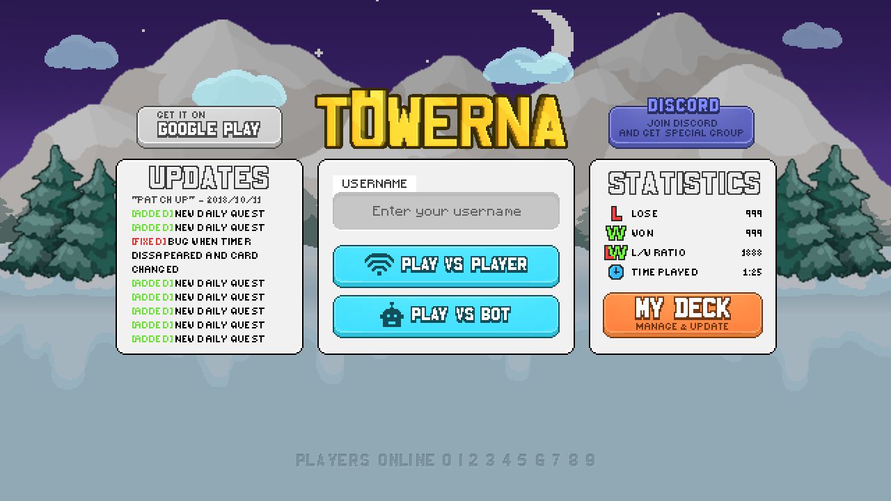 Pixel Card Game Main Menu